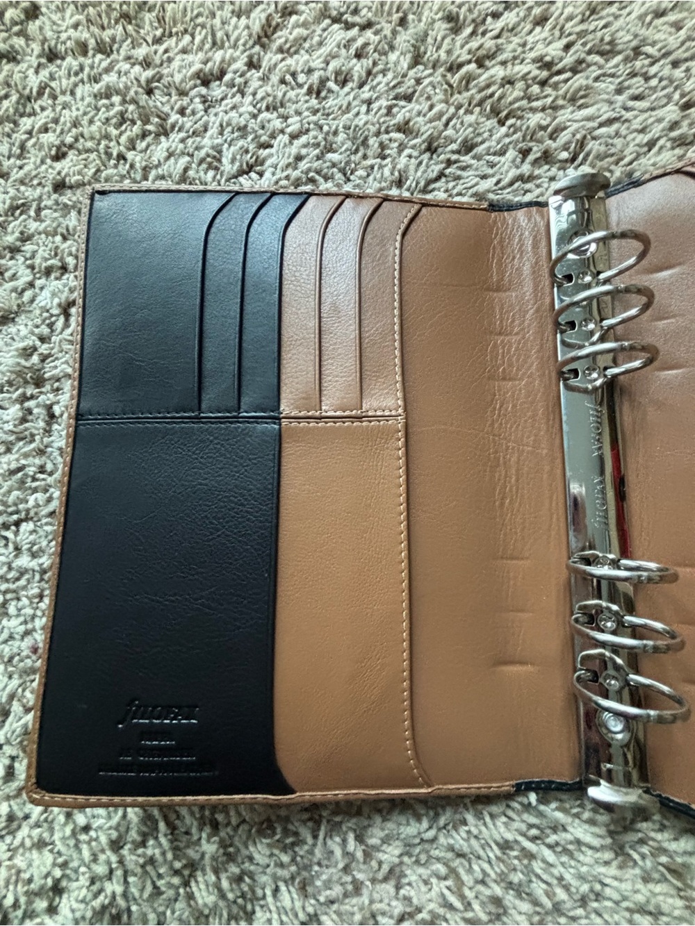 filoFAX Tan Black Leather-Style Organizer nappa leather mint nappa Italian